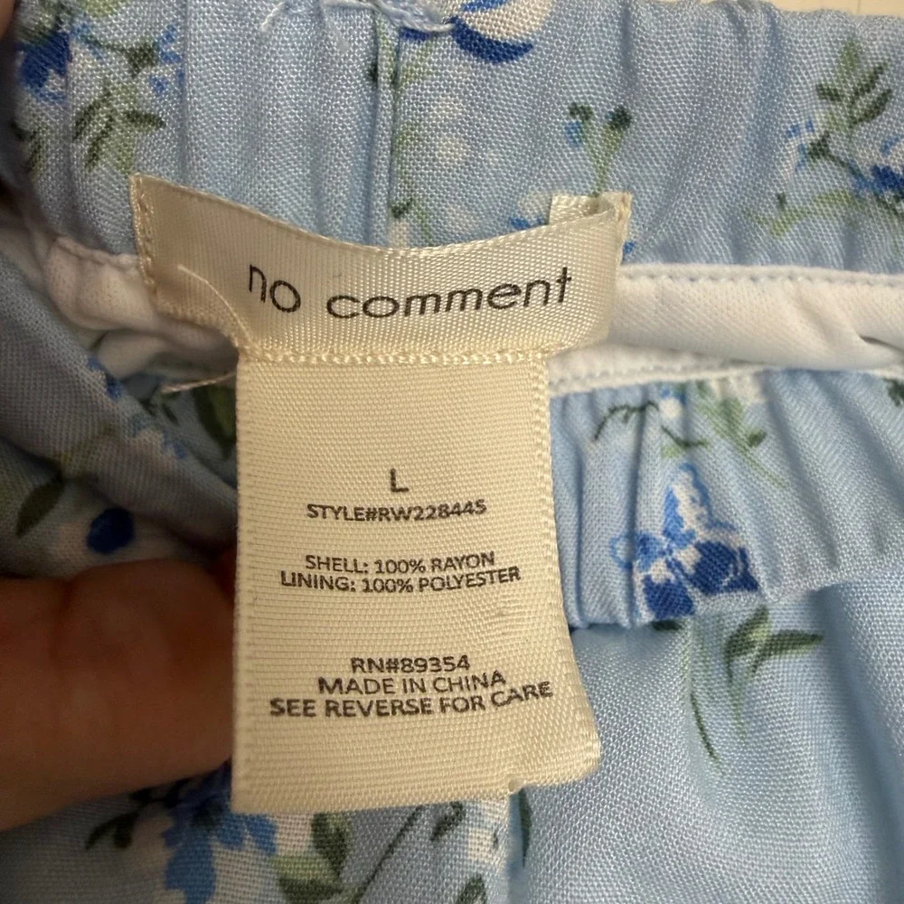 No Comment Blue Daisy Maxi Skirt L Blue Pull On Tiered Shabby Chic Cottagecore - Picture 3 of 3